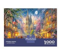 Scena di Cattedrale d'Autunno Puzzle da Assemblare in Bundle Carta Spessa Città Europea e Luci Notturne Decorativo Gioco per la Famiglia 52x38cm/1000pezzi