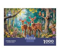 Scena di Cervo nella Foresta Puzzle da Assemblare in Bundle Cervo nel Bosco Fiorito Carta Spessa Regalo Interattivo per Anziani 38x26cm/1000pezzi