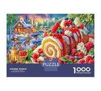 Scena di Festa d'Inverno Puzzle da Assemblare in Bundle Carta Spessa Dolci di Natale e Villaggio Accogliente Antipassatempi Regalo di Puzzle 38x26cm/1000pezzi