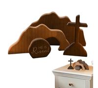 Scena di Pasqua di tomba vuota, scena di Pasqua di tomba vuota Wood,Decorazioni per la scena della natività per tavolo | Decorazione di risurrezione di Pasqua in legno per casa, decorazione della