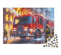Scena di soccorso camion dei pompieri, puzzle 1000 pezzi per uomini donne adulti, pompieri, soccorso fuoco, premium robusto, stimolante difficile, antistress, regalo familiare, 70x50cm/1000pz