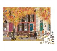 Scena di strada autunnale Puzzle 1000 Pezzi carta per adulti quartiere accogliente Puzzle per Famiglia relax attenzione interazione familiare decorazione casa regalo 52x38cm/1000pcs