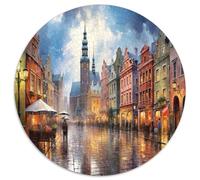 Scena di strada vintage europea Puzzle per Adulti Puzzle 1000 Pezzi Edifici colorati Atmosfera notturna Relax Set per Famiglia 1000pcs (67.5x67.5cm)