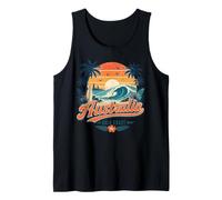 Scena di Tramonto sulla Spiaggia da Surf Vintage in Canotta