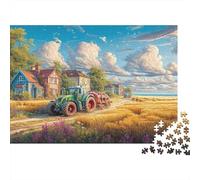 Scena di trattore rurale 1000 pezzi puzzle cartone resistente paesaggio fattoria vintage educativo sviluppo cognitivo allenamento cerebrale tutti gli età 70x50cm