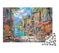 Scena di un villaggio Puzzle 1000 Pezzi Incantevole villaggio europeo sulle acque, regalo per amanti, puzzle decompressivo, educativo, divertente per famiglie