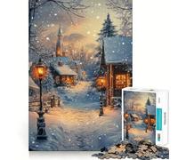 Scena di villaggio invernale con neve Puzzle da 1000 pezzi per ragazzi Gioco di memoria Divertimento Connessione pulita e senza soluzione di continuità Attività di gruppo rilassante al chiuso