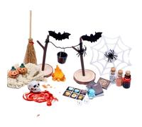 Scena in miniatura per Halloween | 27 pezzi giocattoli horror con teste di e statuette a pipistrello - mini paesaggio da giardino di Halloween, accessori per casa delle bambole per lavori fai da