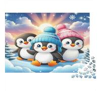 Scena invernale dei pinguini Puzzle 1000 Pezzi Carta riciclata per adulti Puzzle per adulti Gioco familiare divertente e stimolante Gioco educativo per decompressione 52x38cm/1000pcs