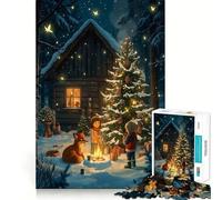 Scena invernale in una baita con bambini e volpe - Puzzle da 1000 pezzi - Gioco di logica e divertimento mentale - Pezzi a incastro precisi - Attività rilassante di gruppo al chiuso (38x52cm)