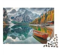 Scena Lago di Montagna Premium Puzzle 1000 Pezzi per Adulti Lago Calmo che Riflette Vette Innevate e Boschi Autunnali Robusto Alta Qualità Vivace Stimolante Difficile Antistress 38x26cm/1000pz