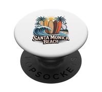 scena molo con tavole da surf ruota panoramica e onde PopSockets PopGrip Adesivo