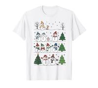 Scena Natalizia con Famiglia di Pupazzi di Neve Maglietta