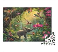 Scena nella giungla Puzzle 1000Pcs Wild Animalees Decorazione Per La Casa. Rilassamento E Intelligence Per Adulti E Bambini Da 14 Anni 1000pcs (75x50cm)