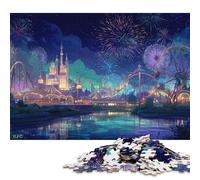 Scena notturna al parco divertimenti Puzzle in Legnos 500 Pezzi Per Adulti Regalo Per Amore E Amico Gioco Education Per Gioco Familiare Decorazione Interna Unica Stress Relief 500pcs (52x38cm)