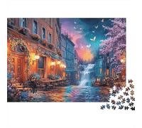 Scena Notturna Caffè Strada Puzzle per Adulti Puzzle 1000 Pezzi Carta Vista Cascata Gioco di Puzzle 1000 Pezzi Famiglia 70x50cm/1000pcs