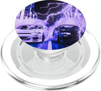 Scena notturna del lampo delle auto da corsa JDM Drift d'epoca di Tokyo PopSockets PopGrip per MagSafe
