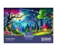 Scena Notturna Fantastica Puzzle da Assemblare Classico Cartoncino Foresta Incantata con Notte Neonc Collezionabile Regalo Segreto di Babbo Natale 52x38cm/1000pezzi