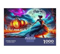 Scena Notturna Fantastica Puzzle da Assemblare in Bundle Carta Spessa Cenerentola con Carrozza di Zucca e Luna Attività per la Famiglia Regalo di Natale 70x50cm/1000pezzi