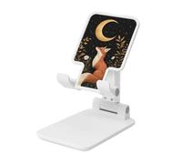 Scena notturna Red Fox Moon Supporto pieghevole per telefono cellulare ad angolo regolabile in altezza desktop portatile culla per cellulare compatibile con tutti gli smartphone bianco