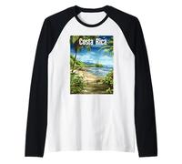 Scena paradisiaca sulla Spiaggia Tropicale della Costa Rica Maglia con Maniche Raglan