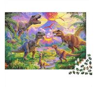 Scena Preistorica Dinosauro Puzzle 1000 Pezzi per Adulti Dinosauri in un Paesaggio Preistorico Vibrante Premium Alta Qualità Robusto Vivace Stimolante Gioco in Famiglia 38x26cm/1000pz