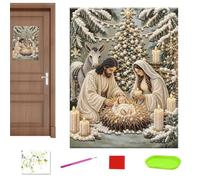 Scena presepe, pittura con strass, fai da te religioso, interattivo, con