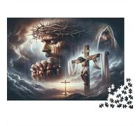 Scena Religiosa della Crocifissione Puzzle 1000 Pezzi Gioco di Puzzle 1000 Pezzi Carta Puzzle per Adulti Migliora la Concentrazione Relax Famiglia Decorazione Regalo 38x26cm/1000pcs