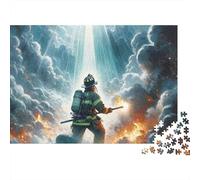 Scena Salvataggio Vigile del Fuoco Puzzle 1000 Pezzi Carta Puzzle per Adulti Cielo Drammatico e Fiamme Puzzle per Famiglia Relax Regalo 52x38cm/1000pcs