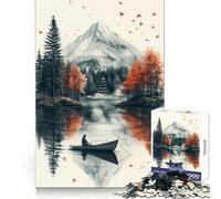 Scena serena del lago con montagna e barca - Puzzle da 1000 pezzi per adolescenti - Gioco di abilità e ragionamento - Rilassamento mentale - Taglio preciso - Regalo di Natale (38x26cm)