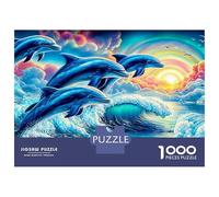 Scena sott'acqua Puzzle Da Tavolo 1000 Delfini onde Superiore Qualità Per Studenti Con Guida Di Montaggio Regalo Di Compleanno 70x50cm/1000pcs