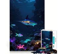 Scena sottomarina al neon con Marlin - Puzzle per adolescenti da 1000 pezzi - Gioco per allenare la mente - Immagine rilassante da assemblare - Una piacevole sorpresa (38x26cm)