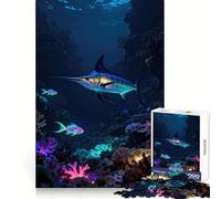 Scena sottomarina al neon con Marlin - Puzzle per adolescenti da 1000 pezzi - Gioco per allenare la mente - Immagine rilassante da assemblare - Una piacevole sorpresa (38x26cm)