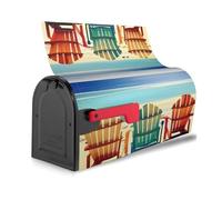 scena spiaggia con sedie Stampa Riutilizzabile Copertura della cassetta postale Impermeabile Mailbox Decor Magnetico Protezione solare Unica
