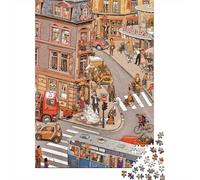 Scena Strada Città Eco Cartone Riciclato Puzzle Scena Strada, Relax Anti-Stress, Decorazione Parete Regali, Puzzle Adulti 38x26cm