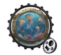 Scena subacquea con apribottiglie a forma di medusa, magneti rotondi per frigorifero, birra, apribottiglie, per frigorifero, cucina, ufficio