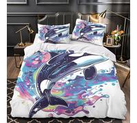 Scena subacquea con polpo copripiumino 3 Pezzi morbida microfibra motivo 3D con cerniera con federe per cuscini vibrante Ocean Art_1 Set Di Copripiumino for ragazzi e adulti Super king（260x220cm）