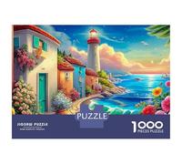 Scena sulla spiaggia Puzzle Strada costiera con faro 1000 Pezzi Cartone Riciclato Per Ragazzi 14+, Sfida Rilassante, Regalo Natale Premium Immagini Vibranti 70x50cm/1000pcs