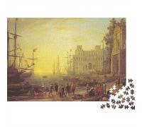 Scena tramonto città portuale Puzzle 1000 Pezzi Carta per Adulti Edifici storici sul mare Puzzle per Adulti Relax Concentrazione Decorazione Regalo 52x38cm/1000pcs