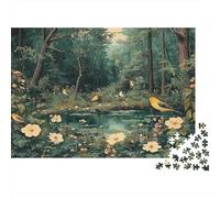 Scena uccelli foresta Puzzle 1000 Pezzi In cartone Spesso, Un Tangram Per Enigma Per Lo Stress Relief, Ideale Per Quadro Fai Da Te, Regalo Di Compleanno Perfetto 70x50cm/1000pcs