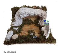 SCENARIO AMBIENTAZIONE GROTTA PRESEPE IN RESINA EFFETTO PIETRA CM 40X34X24 H