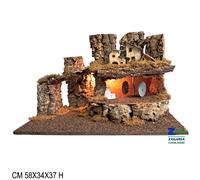 SCENARIO AMBIENTAZIONE PAESAGGIO VUOTO PER PRESEPE CON LUCE E MACINA ELETTRICO