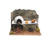 Scenario Forno Presepe Pizzeria in Mattoni Ambientazione Pizzaiolo Banco e accessori Paesaggio Presepio Napoletano Artigianale 24 x 14 x h.16cm