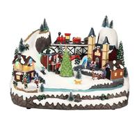 SCENARIO NATALIZIO VILLAGGIO CON TRENO ANIMATO MUSICHE E LED MULTICOLOR