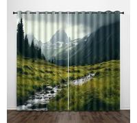 Scenario Naturale 3D Tende da 2 Pannelli Ombreggiatura 140L x 260A CM Montagne Prati Ruscelli Poliestere Isolamento Termico Tenda per Finestra per Camera da Ietto Soggiorno Cucina Sala Giochi