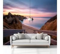 Scenario Naturale Spiaggia Dell'Algarve Carta Da Parati 3D Fotomurale Murali 400 x 280 cm Moderna Fotomurali Murales, Bianco Poster Decorazione Da Muro, Per Soggiorno Divano Tv Hotel A Tema Corridoio