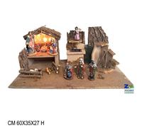 SCENARIO PRESEPE COMPLETO DI NATIVITA' CON LUCE E POZZO ACQUA ELETTRICI 82740