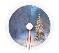 Scène De Noël Jupe De Sapin De Noël - Grande Ronde Tapis Couvre-Pied Dessous De Sapin Couverture Ronde Avec Motif Sapin Noël Avec Lumières Colorées Forêt - Couleur - 90cm