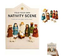 scene di natività di carta fai,DIY Paper Nativity Scene, Christmas Origami Craft Set with Jesus Angel & Animal,for Beginners,Holiday Paper Decoration for Craft Lovers-A