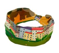 Scene with Many Houses - Fascia per capelli da donna, ampia fascia per capelli a turbante, antiscivolo, elastica, per sudore, yoga, allenamento, morbida bandana per capelli